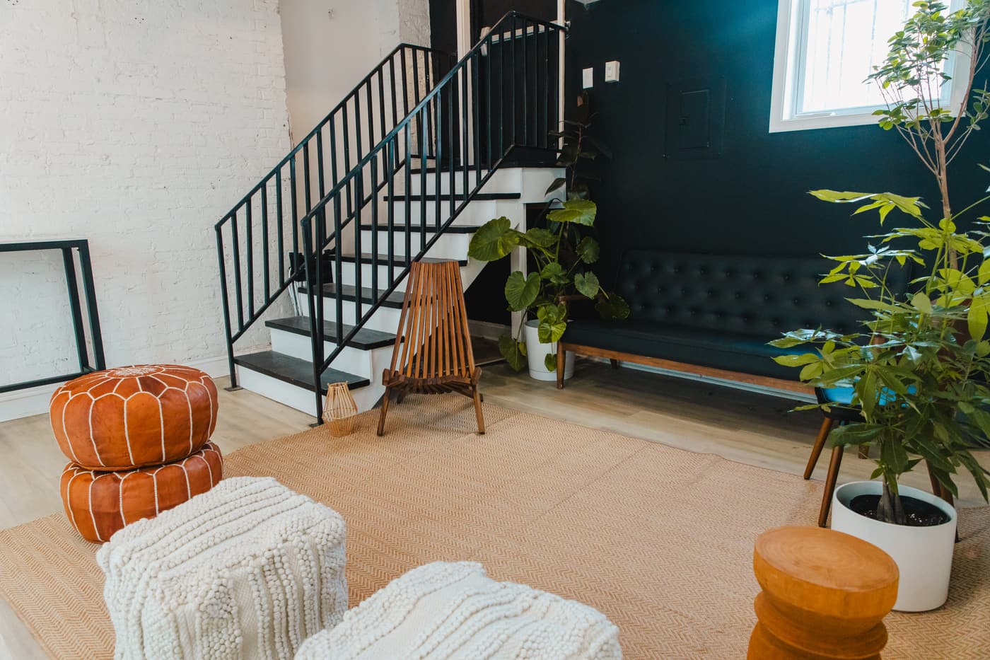 Lounge seating in the greenhouse at Stem & Vine event venue in Baltimore