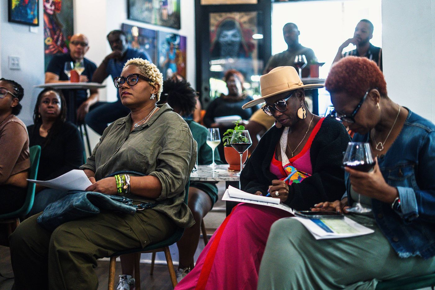 Community audience gathered for an event at Stem & Vine in downtown Baltimore