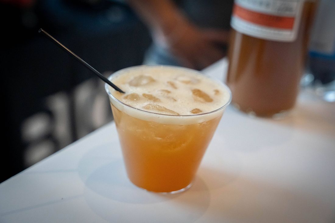 Signature cocktail poured for an event at Stem & Vine, Baltimore